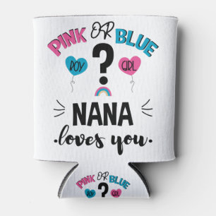 Porta-lata Revelação do Sexo do Bebê Rosa ou Azul Vovó Ama Vo