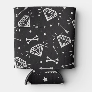 Porta-lata Rock Grunge: diamantes, padrão ósseo.