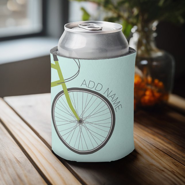 Porta-lata Roda de Bicicleta do hipster com Nome Personalizad (Personalized Can Cooler - add Your Name or Other Custom Text)