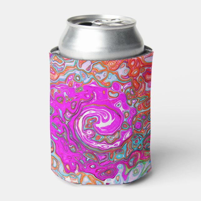Porta-lata Rodeio Abstrato Groovy Roxo e Laranja Retro (Can Front)