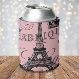 Porta-lata romântico-cor-de-rosa-vintage paris eiffel torre