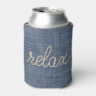 Porta-lata Rope Relax Text on Denim Can Cooler