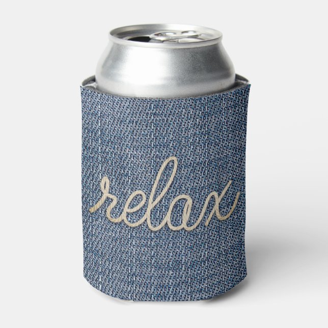 Porta-lata Rope Relax Text on Denim Can Cooler (Can Front)