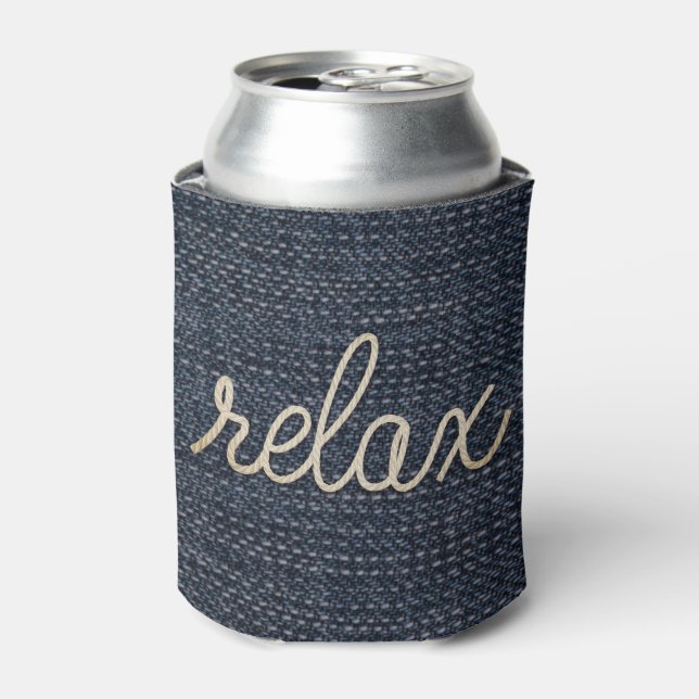 Porta-lata Rope Relax Text on Denim Can Cooler (Can Front)