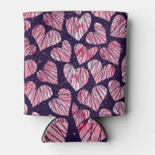 Porta-lata Rosa coração: padrão uniforme de aquarela.