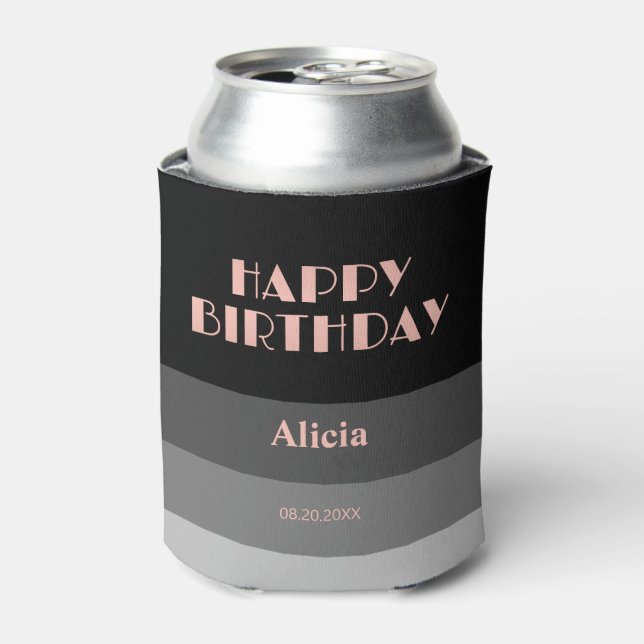 Porta-lata Rosa Dourado Script Black Cinzas Strike Aniversári (Can Front)