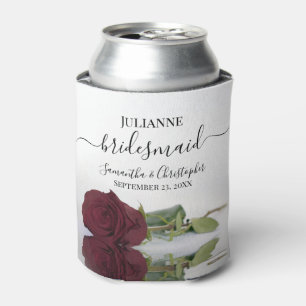 Porta-lata Rosa Elegante de Bridesmaid Romântico Burgundy