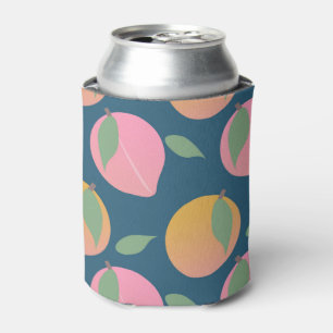 Porta-lata Rosa Laranja Pêssego Padrão Azul Marinho