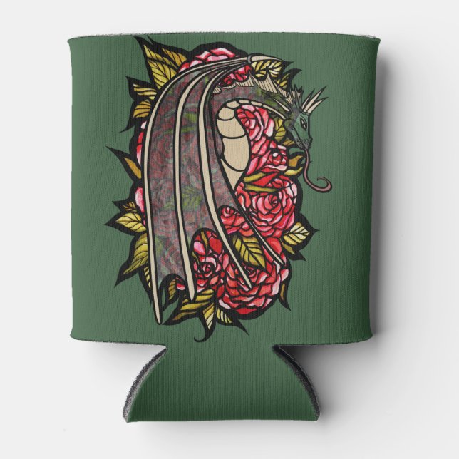 Porta-lata Rosa vermelha Dragon Art (Frente)