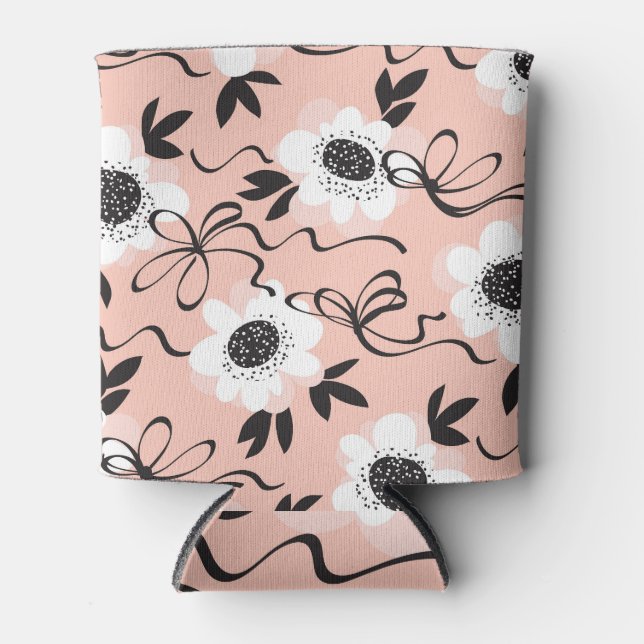 Porta-lata rosas abstrato, cores pálidas, padrão de colheita. (Frente)