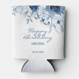 Porta-lata Rosas Azuis Modernos Verde Floral Aniversário