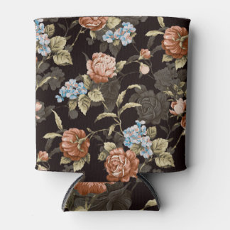 Porta-lata Rosas botânicos: padrão floral abstrato.