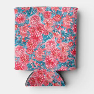 Porta-lata Rosas De Aquarela Tapeçaria Floral