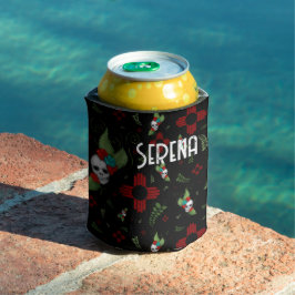 Porta-lata Rosas do crânio Zia Sun Greenery Black Novo México