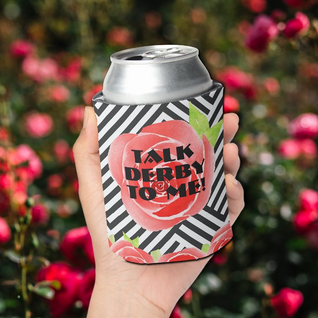 Porta-lata Rosas vermelhas - Stripes Derby (Red Roses Stripes Derby Can Coolers)