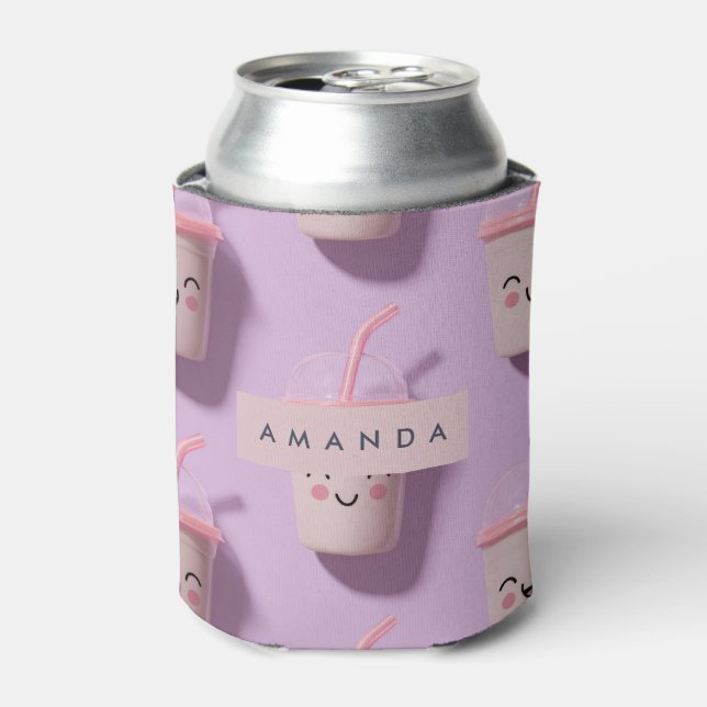 Porta-lata Rostos de Taça Smoothie de Kawaii Pastel Cute Pers (Can Front)