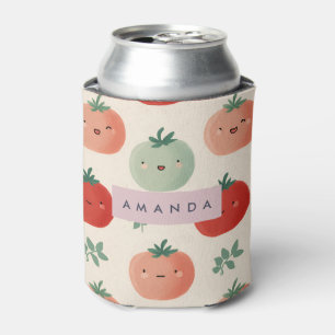 Porta-lata Rostos de Tomate Kawaii Pastel Cute Personalizados