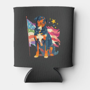 Porta-lata Rottweiler Patriótico com Arte da Bandeira dos EUA