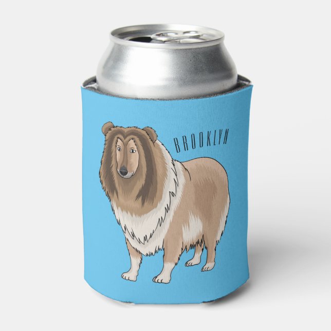 Porta-lata Rough collie dog cartoon illustration (Can Front)