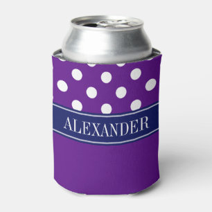 Porta-lata Roxo CB LG Bolinhas CB Azul-Marinho Nome Monograma