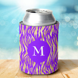 Porta-lata Roxo Dourado Estampa de Animal Glamouroso Monogram