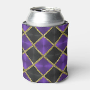 Porta-lata Roxo e preto com quadrados Dourados