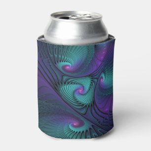 Porta-lata Roxo Encontra Turquesa Arte Fractal Abstrata Moder