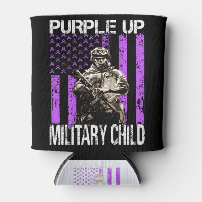 Porta-lata Roxo para Crianças Militares T-Shirt Militar (Frente)