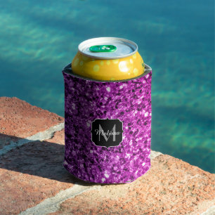Porta-lata Roxo Rosa Ombre brilho falso brilhos Monograma