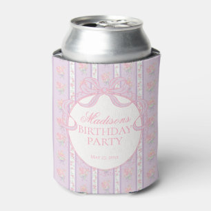 Porta-lata Roxo Vintage Chaveirinho Floral para Festa de Aniv