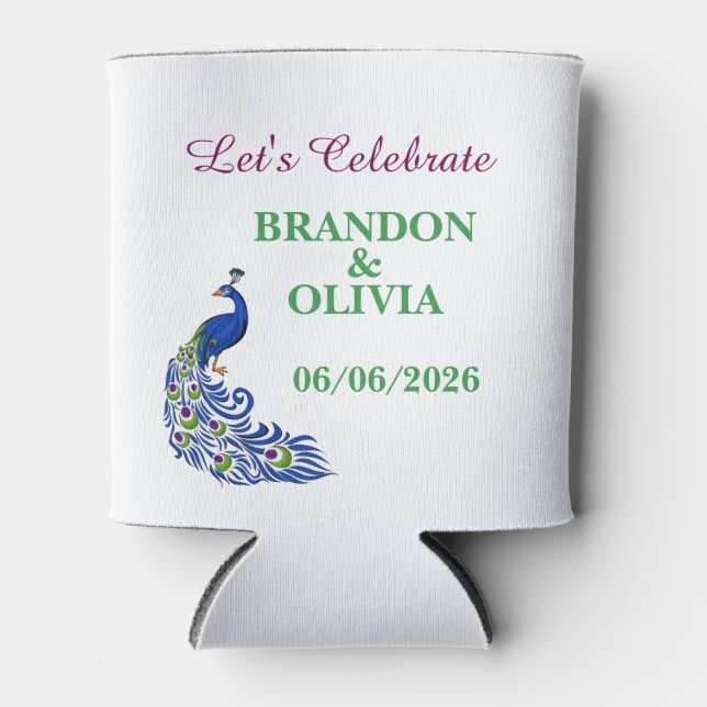 Porta-lata Royal Blue Elegant Peacock Wedding Can Cooler (Frente)