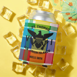 Porta-lata Rua Thomas U.S. Virgin Islands Flag (Black) Madras