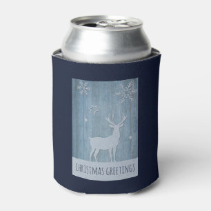 Porta-lata Rustic Blue Wood Reindet — Natal