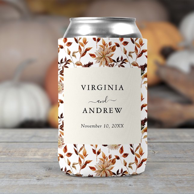 Porta-lata Rustic Boho Wildflower Weding Can Cooler (Rustic Boho Autumn Wildflower Wedding Can Cooler by Painted Paperie
)