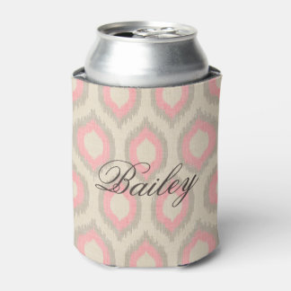 Porta-lata Rustic Linen Beige e Pink Ikat Monograma