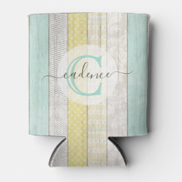 Porta-lata Rustic Mint & Yellow Boho Geo Modern Personalized