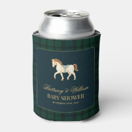 Porta-lata Rustic Tartan Plaid Horse Baby Shower 