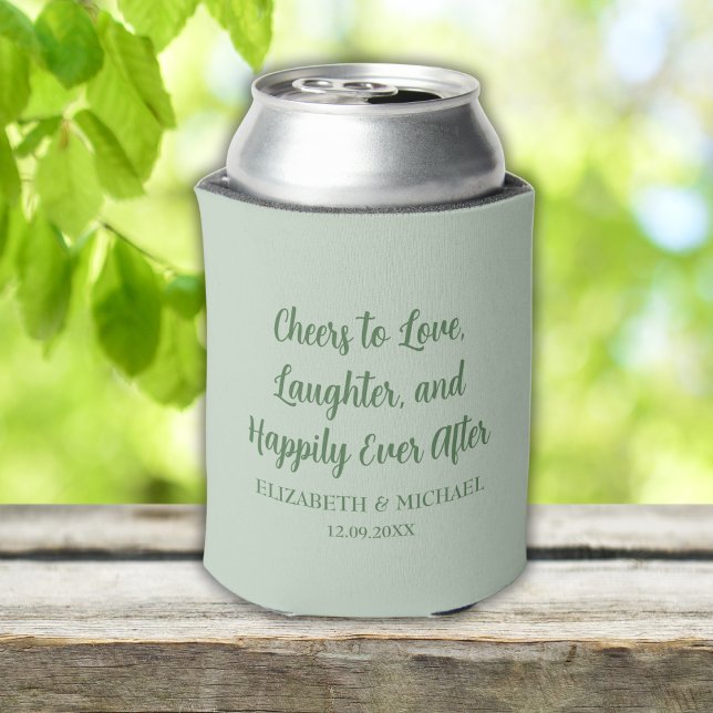 Porta-lata Sage Green Elegant Weders Saúde ao Amor (Sage Green Elegant Wedding Cheers to Love Can Cooler)