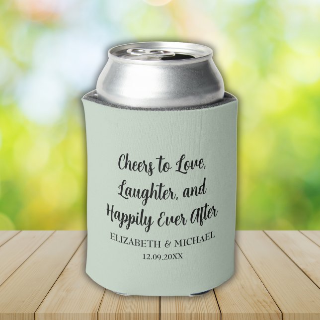 Porta-lata Sage Green Elegant Weders Saúde ao Amor (Sage Green Elegant Wedding Cheers to Love Can Cooler)