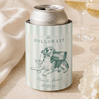 Porta-lata Sage Verde Listra Beagle Champanhe Casamento