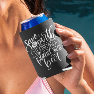 Porta-lata Salve o planeta Terra único com cerveja e o dia d