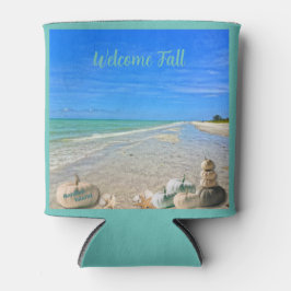 Porta-lata Sanibel Island Beach com Fall Pumpkins