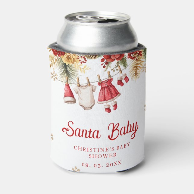 Porta-lata Santa Baby Holiday Winter Christmas Baby Shower (Can Back)