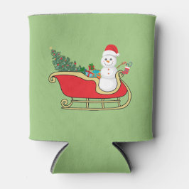 Porta-lata Santa snowman distributing gifts