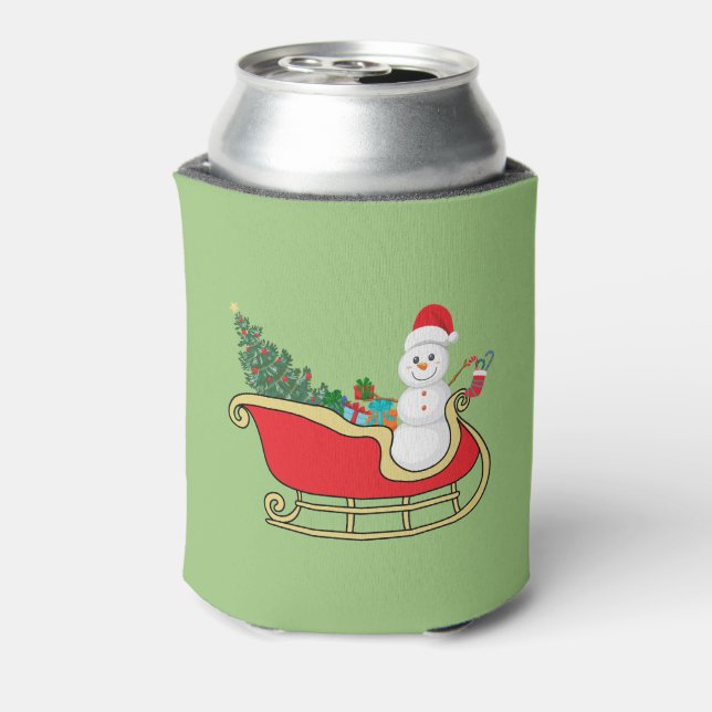 Porta-lata Santa snowman distributing gifts (Can Back)