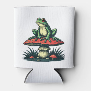 Porta-lata Sapo sobre Mushroom Cottagecore Forest Magic Fungi