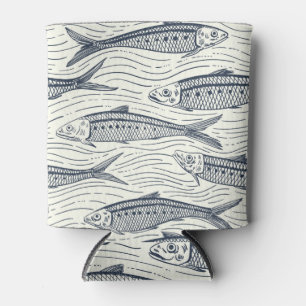 Porta-lata Sardinhas em Movimento em azul marinho e marfim
