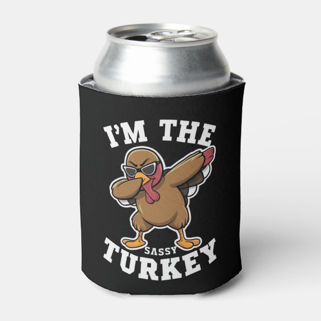 Porta-lata Sassy Turkey Matching Family Graças Party (Can Front)