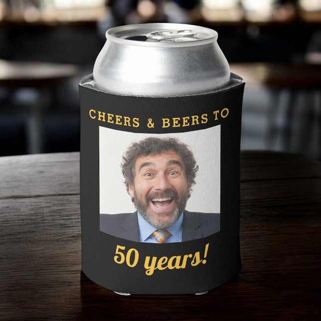 Porta-lata Saúde e Cervejas 50 Anos Foto De Aniversário (Criador carregado)