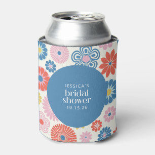 Porta-lata Scandi Boho Folk Floral Chuveiro de Noiva Azul